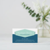 MODERN BADGE LOGO retro pastel mint donkerblauw Visitekaartje (Staand voorkant)