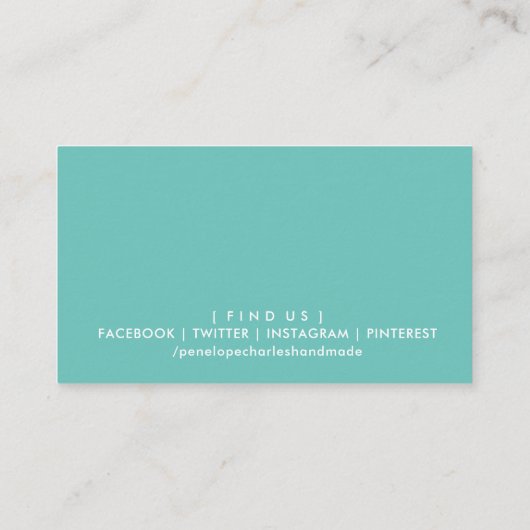 MODERN BADGE LOGO retro pastel mint donkerblauw Visitekaartje (Achterkant)