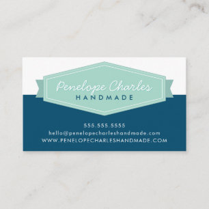 MODERN BADGE LOGO retro pastel mint donkerblauw Visitekaartje