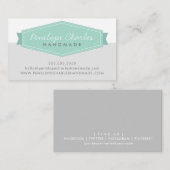 MODERN BADGE LOGO retro pastel mint medium grijs Visitekaartje (Voorkant / Achterkant)