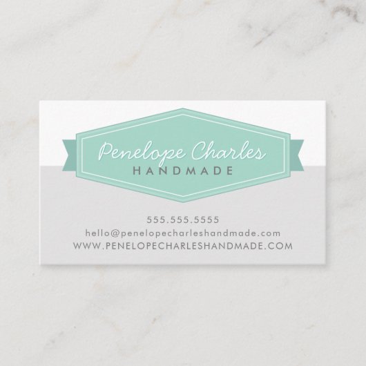 MODERN BADGE LOGO retro pastel mint medium grijs Visitekaartje (Voorkant)
