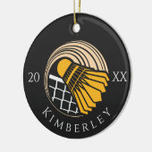 Modern Badminton Player Birdie Name & Year Cool Keramisch Ornament (Links)