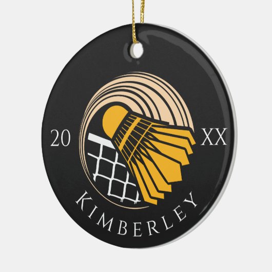 Modern Badminton Player Birdie Name & Year Cool Keramisch Ornament (Links)