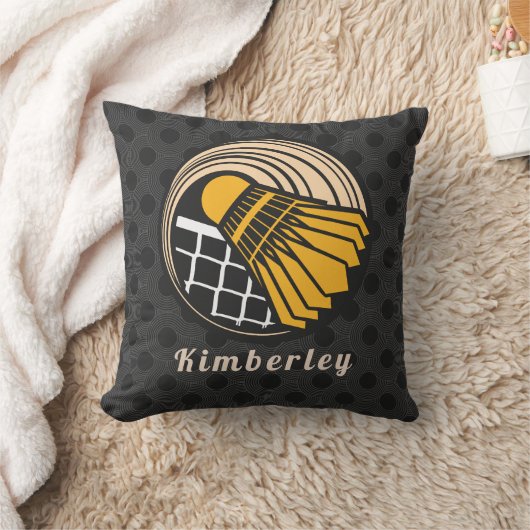 Modern Badminton Theme Player Coach Name Gedotteer Kussen (Deken)