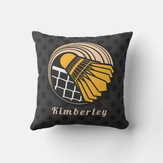 Modern Badminton Theme Player Coach Name Gedotteer Kussen (Achterkant)