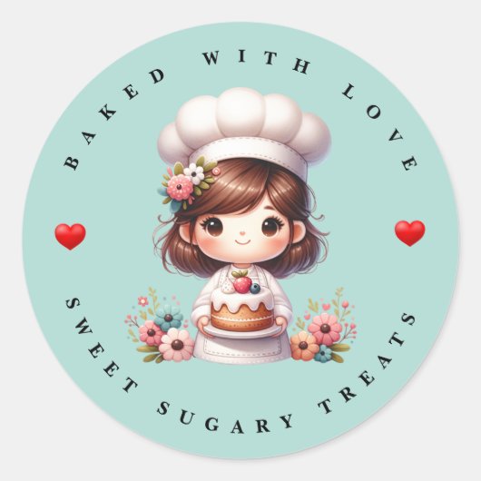 Modern Baked With Love Bakery Sticker (Voorkant)