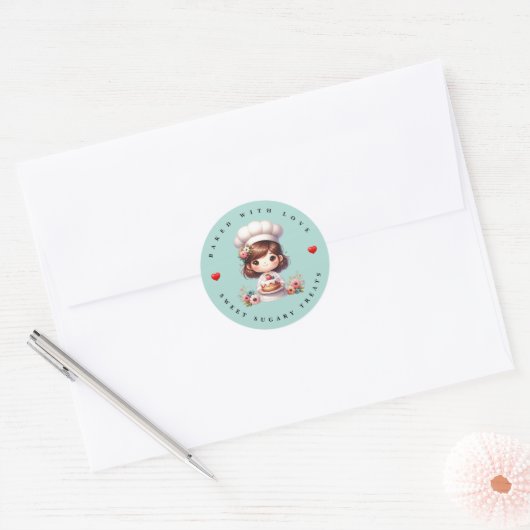 Modern Baked With Love Bakery Sticker (Envelop)