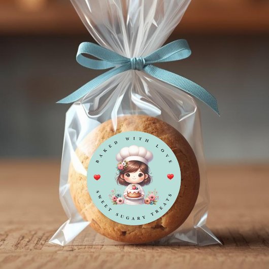 Modern Baked With Love Bakery Sticker