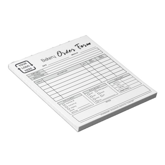 Modern Bakery Cafe Grijs Bestelformulier Notitiebl Notitieblok (Schuin)
