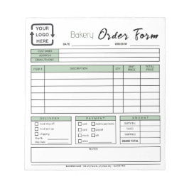 Modern Bakery Cafe Groen Bestelformulier Notitiebl Notitieblok