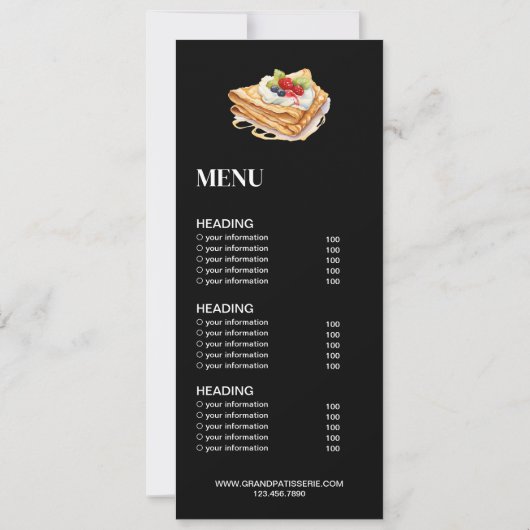 Modern Bakery Cafe Menu & Prijslijst Kaart (Achterkant)