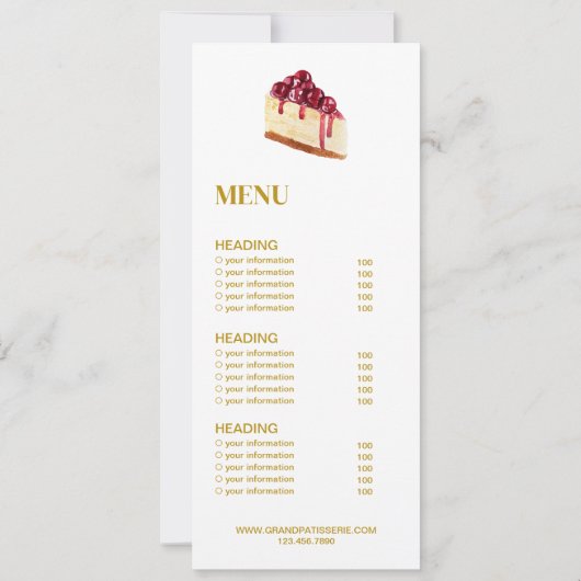 Modern Bakery Cafe Menu & Prijslijst Kaart (Achterkant)