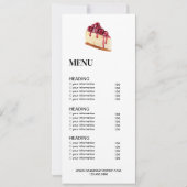 Modern Bakery Cafe Menu & Prijslijst Kaart (Achterkant)
