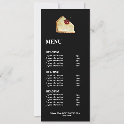 Modern Bakery Cafe Menu & Prijslijst Kaart (Achterkant)