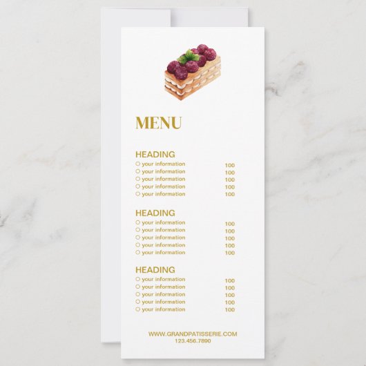 Modern Bakery Cafe Menu & Prijslijst Kaart (Achterkant)