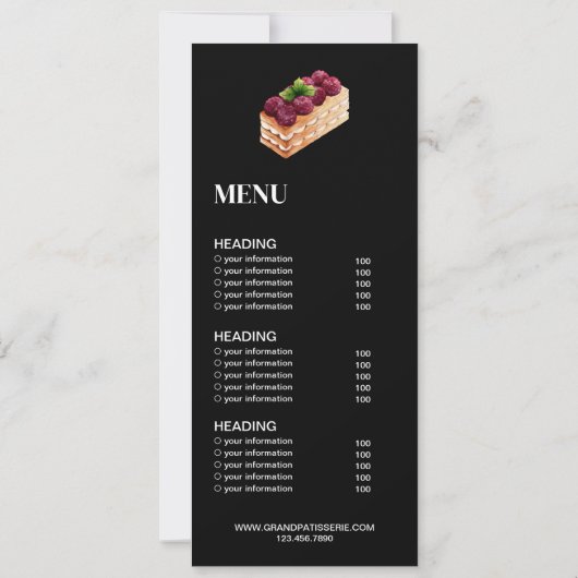 Modern Bakery Cafe Menu & Prijslijst Kaart (Achterkant)