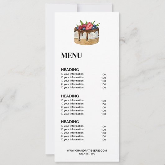 Modern Bakery Cafe Menu & Prijslijst Kaart (Achterkant)
