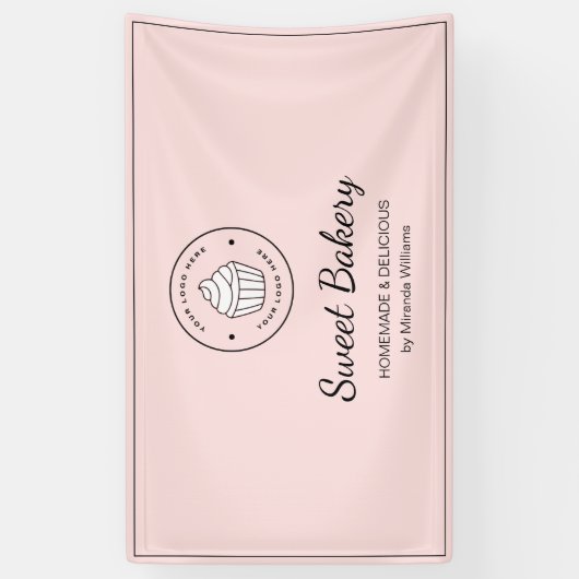 Modern Bakery Custom Logo Pink Spandoek (Verticaal)