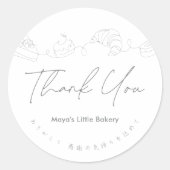 Modern Bakery Line Art Thank You Ronde Sticker (Voorkant)