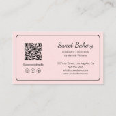 Modern Bakery Logo QR Code Pink Visitekaartje (Achterkant)