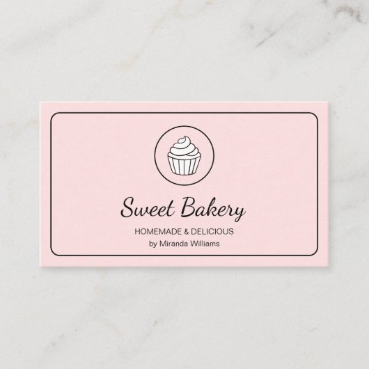 Modern Bakery Logo QR Code Pink Visitekaartje (Voorkant)
