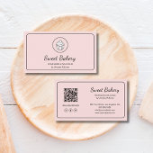 Modern Bakery Logo QR Code Pink Visitekaartje