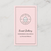 Modern Bakery Logo QR Social Media Icons Pink Visitekaartje (Voorkant)