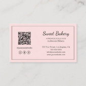 Modern Bakery Logo QR Social Media Icons Roze Visitekaartje (Achterkant)