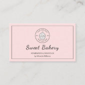 Modern Bakery Logo QR Social Media Icons Roze Visitekaartje (Voorkant)