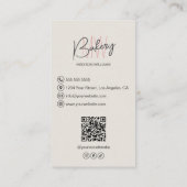 Modern Bakery Monogram Logo QR Code Visitekaartje (Achterkant)