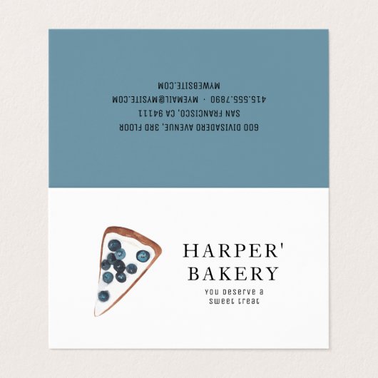 Modern Bakery Tent Visitekaartje | Blueberry-Logo (Buitenkant ongevouwen)