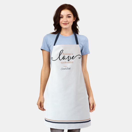 Modern Baking is Love Script op White Classy Schort (Gedragen)