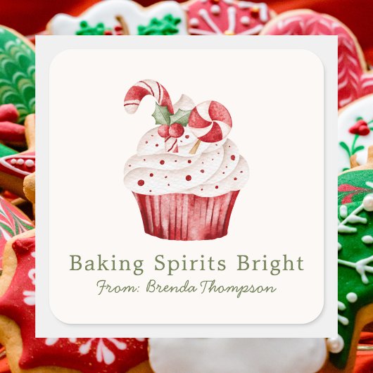 Modern Baking Spirits Bright Cute Cupcake Food Vierkante Sticker