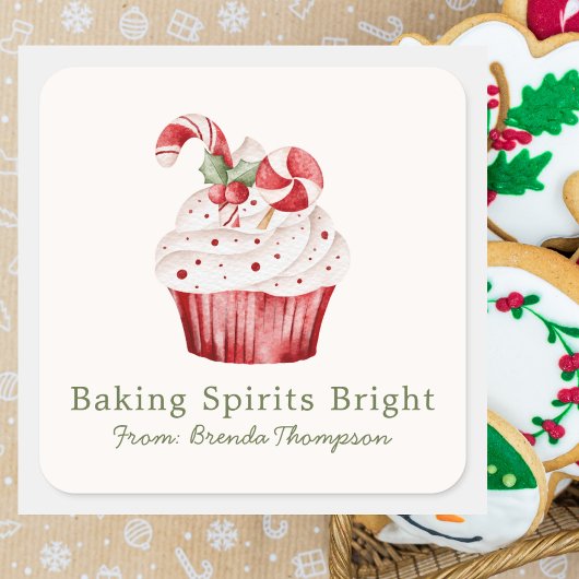 Modern Baking Spirits Bright Cute Cupcake Food Vierkante Sticker