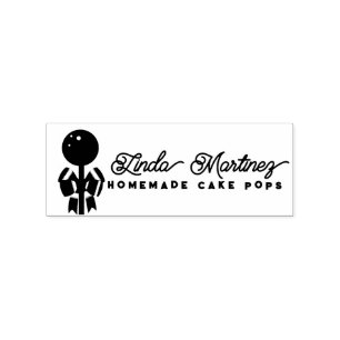 Modern Bakkerij Cake Pop Bakker Thuis Script Logo Rubberstempel