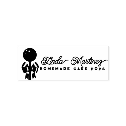 Modern Bakkerij Cake Pop Bakker Thuis Script  Logo Rubberstempel (Afrduk)