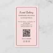 Modern Bakkerij Cupcake Logo QR Code Roze Visitekaartje (Achterkant)