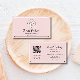 Modern Bakkerij Logo QR Code Roze Visitekaartje