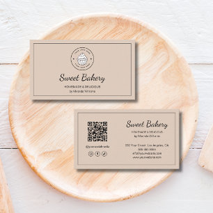 Modern Bakkerij Logo QR Sociale Media Mocca Visitekaartje