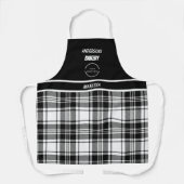 Modern Bakkerij logo Zwart & Wit Plaid Naam Schort (Voorkant)