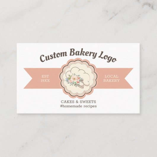 Modern bakkerijmuts Gebak Chef Logoontwerp Visitekaartje (Voorkant)