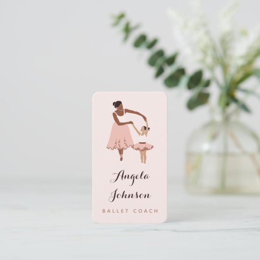 Modern Ballet Coach Ballerina Illustration Cute Visitekaartje (Staand voorkant)