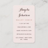 Modern Ballet Coach Ballerina Illustration Cute Visitekaartje (Achterkant)