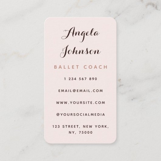 Modern Ballet Coach Ballerina Illustration Cute Visitekaartje (Achterkant)