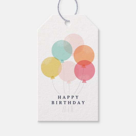 Modern Balloon Happy Birthday Cadeaulabel (Voorkant)