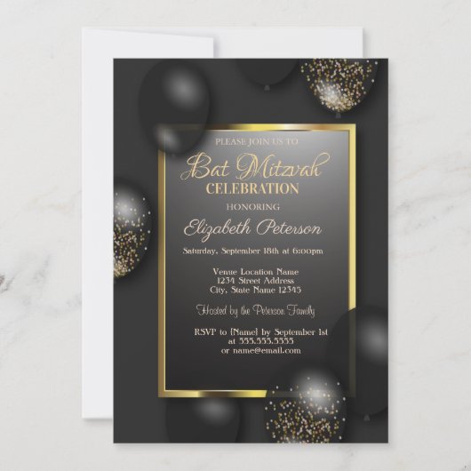 Modern Balloons Bar Mitzvah Kaart (Voorkant)