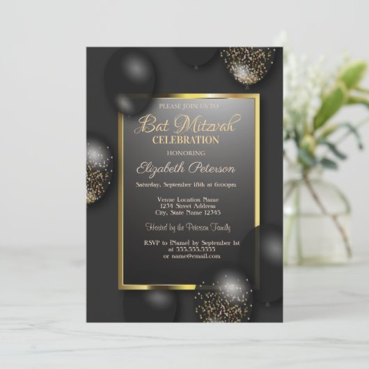 Modern Balloons Bar Mitzvah Kaart (Staand voorkant)