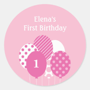 Modern Balloons Gift Label of Favor Sticker - Roze