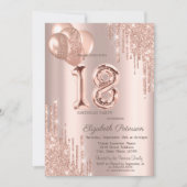 Modern Balloons Glitter Drips Roos Gold Sweet 16 Kaart (Voorkant)