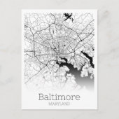 Modern Baltimore City Map Briefkaart (Voorkant)